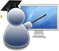 teacher pointing to a computer 
screen