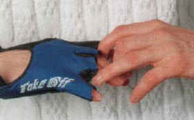Gloves in use
