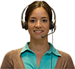 infoline therapist wearing headset smiling